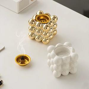 Brûleur d'encens fantaisie Bakhoor avec brûleur d'encens de couleur personnalisée en gros aspect gaufré porte-encens luxueux arrivée supérieure - Product Image 2