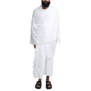 Toallas de algodón de calidad fina suave transpirable blanco Umrah & Hajj Ihram Ahram Ehram de talla grande hasta el suelo Thobes Jubbah Man Ihrams - Product Image 4