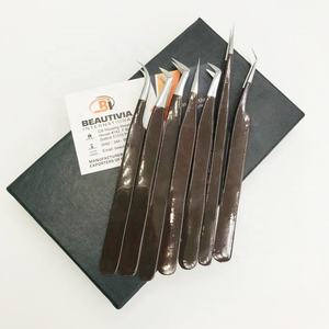 Pince à épiler professionnelle pour extension de cils en poudre brun chocolat en acier inoxydable avec marque privée - Product Image 5