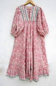 Wholesale Collection Long V-Neck Rayon <b>Dress</b> Side Slit Unique Tie Dye Design Half Sleeves Button Loose Fitting for Spring - Product Image 6