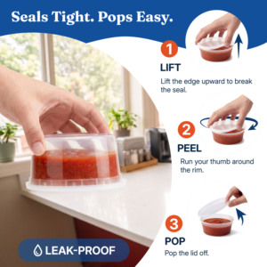 Contenedores de Cocina 3H de 8 oz con Tapas (Paquete de 480), Aptos para Congelador y Microondas, Libres de BPA, Apilables, Herméticos, Aptos para Lavavajillas - Product Image 3