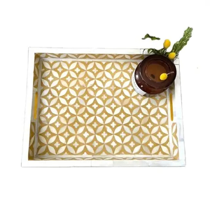 Resin Inlay Disposable Tray Rectangle Customized Pattern Modern Party Serving Server Handle Polished - Product Image 2