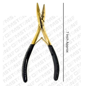 Pince à extensions capillaires à embout plat 7 pouces en acier inoxydable noir et or, outil de pose de micro-perles à 2 trous, durable GEMSTONE ENTERPRISES - Product Image 4