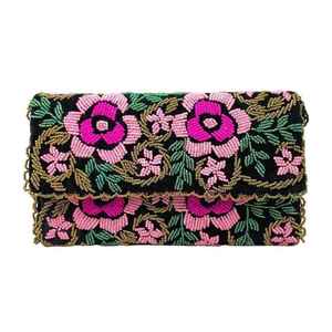 Bolso bandolera de lujo con diseño de hojas de flores y cuentas de cristal de colores mezclados personalizados clásicos de la India - Product Image 1