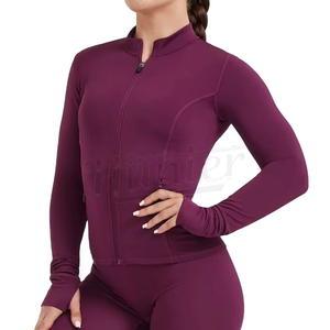 Ropa deportiva para mujer, ropa de entrenamiento, Top corto con cremallera, chaquetas activas con capucha, ropa deportiva, chaquetas para exteriores - Product Image 1