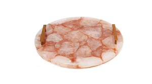 Gran oferta, bandeja para servir de piedra de ágata Natural redonda pulida, bandeja decorativa con mango para el hogar, Hotel, restaurante, producto artesanal - Product Image 2