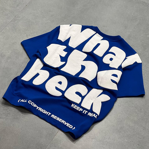 Unisex Plain 100% Cotton Custom T Shirt Puff Print Oversized <b>Tshirt</b> Blanks,3D Puffer Custom T-Shirt,Custom 3D Puff Print T Shirt - Product Image 2