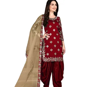 Latest Designer Georgette Net Embroidery Sequence Work Patiala Suit By Fab Zone