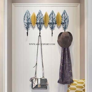 Fabriqué en Inde Designs Leaf Design Goods Crochets muraux à base de métal Designs uniques et élégants Figurines florales à base de crochets muraux Fourniture - Product Image 1