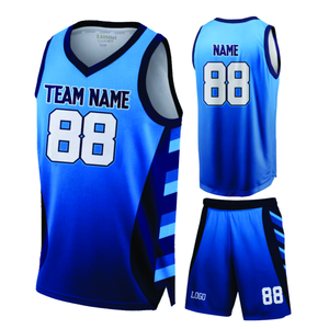 Maillot de basket-ball personnalisé imprimé par sublimation bleue, uniforme sportif pour hommes et équipe féminine - Product Image 6