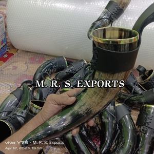 Cuerno para beber Natural de Búfalo de Venta caliente con llantas de latón, funda de ágata y cuero a los precios más baratos de M R S EXPORTS - Product Image 2