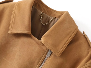 Veste en cuir suédé Solara Elite pour femme respirante et personnalisable avec ceinture de déclaration offrant confort et style - Product Image 2