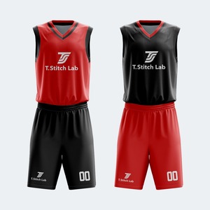 Fabricant de premier plan, uniformes de basket-ball réversibles pour hommes, imprimés sur mesure, 100% polyester, col en V, respirants, séchage rapide - Product Image 1