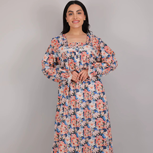 Camisón de algodón, camisón de manga larga, ropa de salón, vestidos de manga larga para dormir, camisón para mujer, algodón - Product Image 1