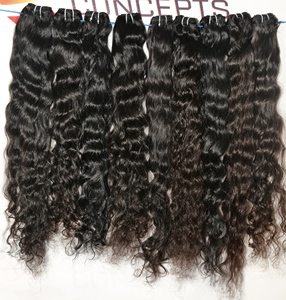 Wholesale Natural Unprocessed Cuticle Aligned Double Weft Bundles Indian Human Raw Virgin Wavy Machine Waves <b>Cheap</b> Vendor Hair - Product Image 4