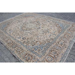 Alfombra Turca Vintage de 9.4x12.3 pies, Alfombra Azul Sólida - Product Image 2