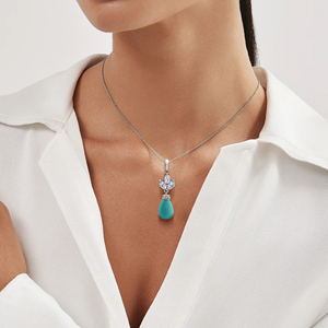 Pendentif en argent sterling 925 multi-plaqué Marquise topaze blanche ovale Turquoise pierre précieuse 32x9x12 MM collier pour fiançailles mariage - Product Image 2