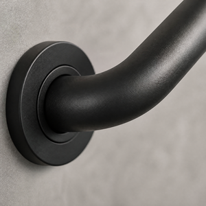 Barre d'appui noire mate de 16 pouces pour toilettes, poignée de sécurité compacte en acier inoxydable pour salle de bain et porte étroites - Product Image 4