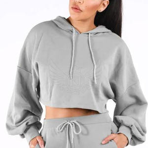 เสื้อครอปมีฮู้ดสำหรับผู้หญิงเสื้อครอปแบบปรับแต่งได้ - Product Image 5