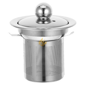 Colador de té de acero inoxidable de diseño increíble con fácil mantenimiento Colador de malla fina de mango cómodo con tapa de forma redonda - Product Image 6