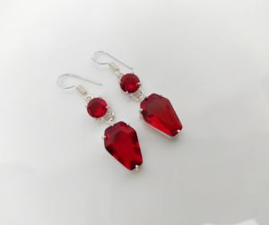 <b>Top</b> Trending Bohemian Style Women's <b>Wedding</b> Earrings Handmade Silver Plated Coffin Shape Garnet Crystal Drop Earrings - Product Image 4