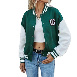 Chenile Logo Vestes universitaires pour femmes Corps en laine Manches en cuir Vestes pour femmes Vestes Letterman - Product Image 1