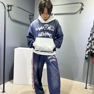 Survêtement sur mesure de haute qualité Streetwear Elegance avec broderie en détresse délavé à l'acide et pantalon de survêtement évasé pour hommes - Product Image 4