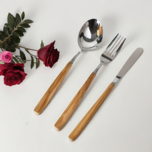 Juego de cubiertos de pulido de espejo de acero inoxidable 304, juegos de cubiertos de oro mate para alquiler de bodas y hoteles de lujo - Product Image 1