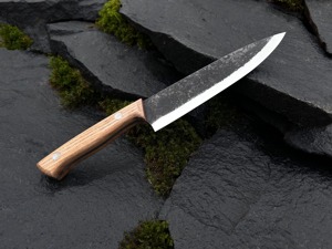 Couteau de chef professionnel à manche en bois de frêne de haute qualité avec lame en acier au carbone pour le camping en cuisine avec une couverture en cuir - Product Image 4