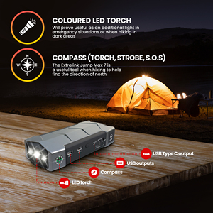 EXTRALINK JUMP MAX7แบตเตอรี่รถยนต์บูสเตอร์และ POWERBANK แบตเตอรี่รถยนต์บูสเตอร์เข็มทิศค้อนไฟฉาย - Product Image 4