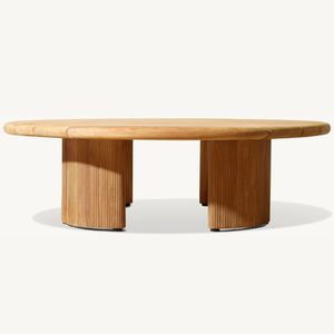 Table ronde en teck de bonne qualité pour une utilisation en extérieur, pour le café ou les repas, dans un style simple - Product Image 1