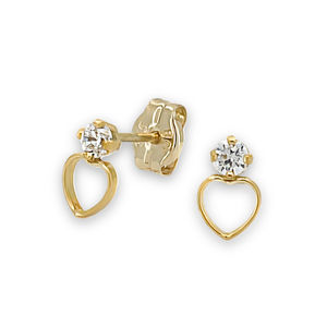 Pendientes de gota de corazón abierto minimalista de oro de 14 quilates con joyería de moda de Zirconia cúbica para mujeres y niñas - Product Image 1