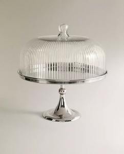 Plat à gâteau moderne en métal et verre - Product Image 3