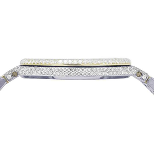 Montre-bracelet élégante et luxueuse de style hip-hop antique en acier inoxydable bicolore avec sertissage de diamants en moissanite pour hommes - Product Image 4