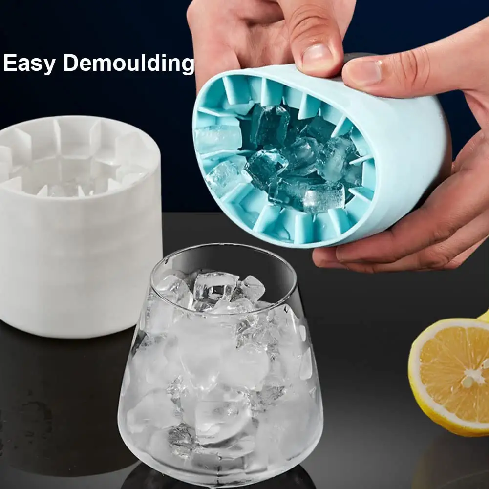 Grosir cetakan es batu silikon musim panas nampan es batu dengan tutup tipe tekan mudah dilepas 60 ember es silikon