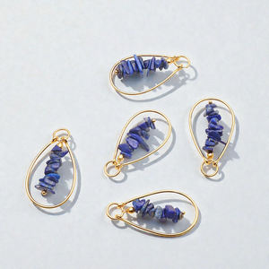 Charmes en pierre de lapis-lazuli DIY, pendentifs à faire soi-même pour la vente en gros - Product Image 1