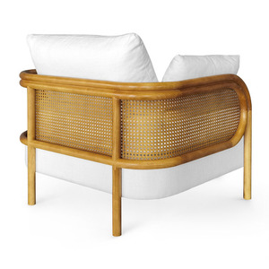 JENY Accoudoir Chaise de jardin en rotin avec matériau en bois massif de teck et chusion pour une utilisation intérieure et extérieure. - Product Image 4