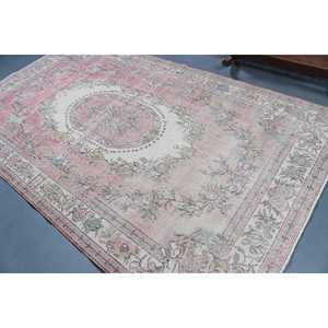 Tapis turc vintage 5,9x9,9 pieds, grand tapis en laine rouge à pois - Product Image 4