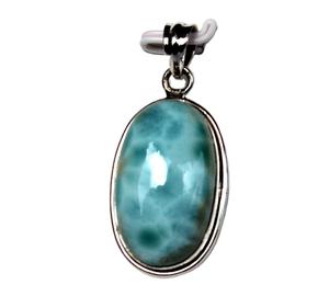 Pendentif en Argent Sterling 925 Unisexe Larimar Cabochon Naturel Spirituel Guérison Forme Ovale Diamant Cristal Religieux Wrap Plaqué - Product Image 5
