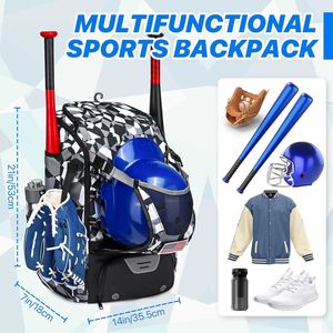 กระเป๋าเป้สะพายหลังสำหรับอุปกรณ์เบสบอล Lamatex Sports LS-1051 แบบกำหนดเอง พร้อมช่องใส่ไม้เบสบอล กระเป๋ากีฬา ช่องใส่หมวก ถุงมือ รองเท้า สำหรับโค้ชและการเดินทาง - Product Image 2