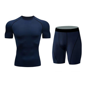 High Quality Polyester Spandex Stretch Quick Dry <b>UV</b> Protection Rash Guard & Shorts Swimming Set for Men Adults Back - Product Image 6