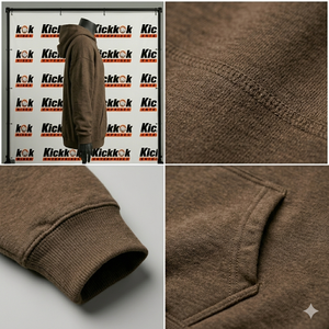 OEM Manufacturer Men's Brown Fleece Hooded Sweatshirt Regular Fit Solid Color Casual Zip Up Hoodie Autumn Wear - Product Image 4