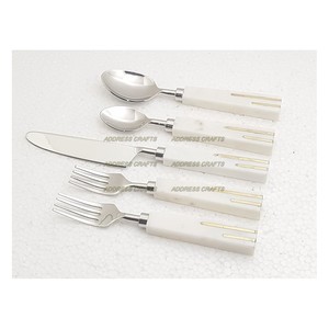 Juego de Cubiertos de Acero Inoxidable de la Mejor Calidad, Cubiertos con Mango de Madera y Resina, Cubiertos Plateados para el Hogar, Bodas, Restaurantes y Fiestas - Product Image 6