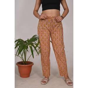 Pyjama en coton à imprimé bloc pour femmes Pantalon de nuit à imprimé floral avec taille élastique Pantalon de nuit doux et léger - Product Image 3