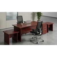 Ensemble de bureau de direction moderne en mélamine MDF noyer foncé 1600 mm avec meuble de rangement verrouillable pour usage commercial et corporatif