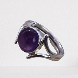 Anillo giratorio de amatista clásico de Plata de Ley 925, joyería de plata de moda estampada, el mejor diseño, piedras preciosas hechas a mano, 925 - Product Image 1