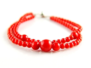 Natural <b>Red</b> Coral Round <b>Bead</b> Bracelet for Parties Weddings Anniversaries or Fashionable <b>Beaded</b> Jewelry Gifts - Product Image 5