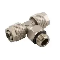 Conector Neumático de Unión en T con Tuerca Metálica y Conexión Central - Product Image 1