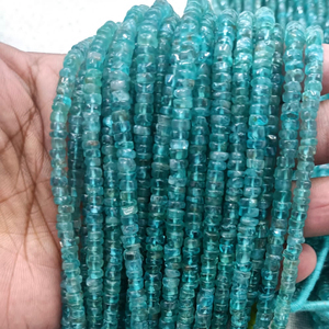 ลูกปัดหินอัญมณีขนาด14นิ้วทรงแบน6-8มม. ลูกปัด Heishi apatite ทรงหลวมสีเขียวธรรมชาติ - Product Image 4