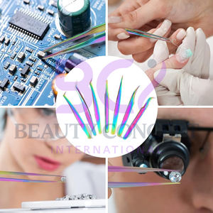 Pince à épiler légère en acier inoxydable faite à la main greffe droite et incurvée arc-en-ciel pour l'extension de cils de soins personnels pointe pointue - Product Image 3